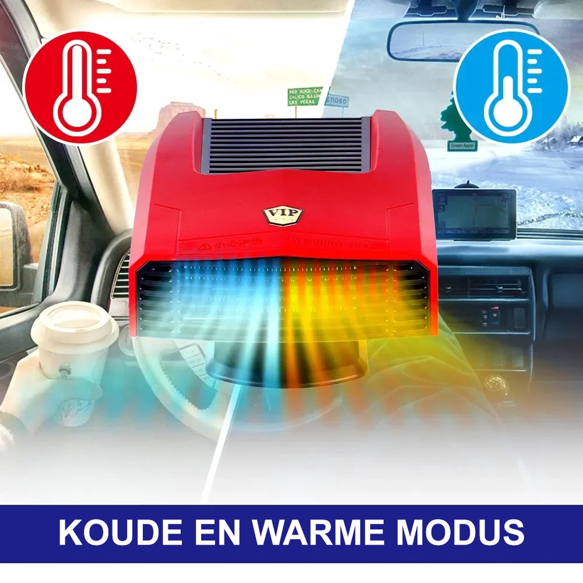 Chauffage De Voiture Portable Sur Batterie - Dégivrage Rapide Pare-brise, Pivotant 90° - Pour Voiture, Camping, Bureau