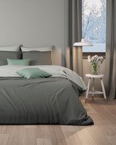 Mistral Home - DEKBEDOVERTREK - flanel - 260 x 240 cm + 2x 65 x 65 cm - extra breed - effen kleur - grijs
