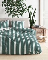 Mistral Home - DEKBEDOVERTREK - recycled katoen renforcé - 260 x 240 cm + 2x 65 x 65 cm - extra breed - strepen - groen- Duurzaam