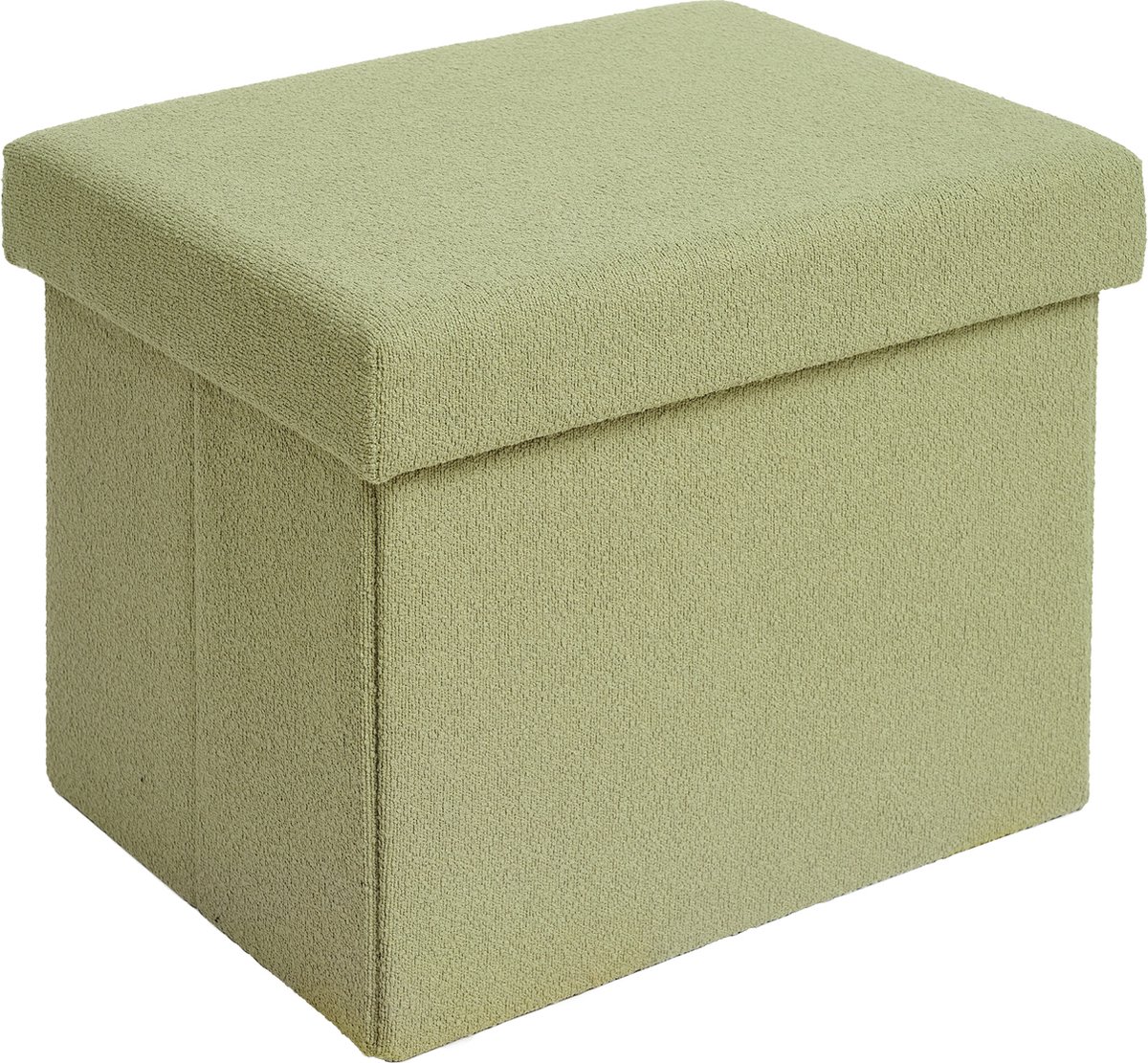 Laleni Bouclé Bankje - met Opbergruimte - Bankje met Opslagruimte - Hocker met Opslag voor Kids - Poef - 41 x 31 cm - Groen