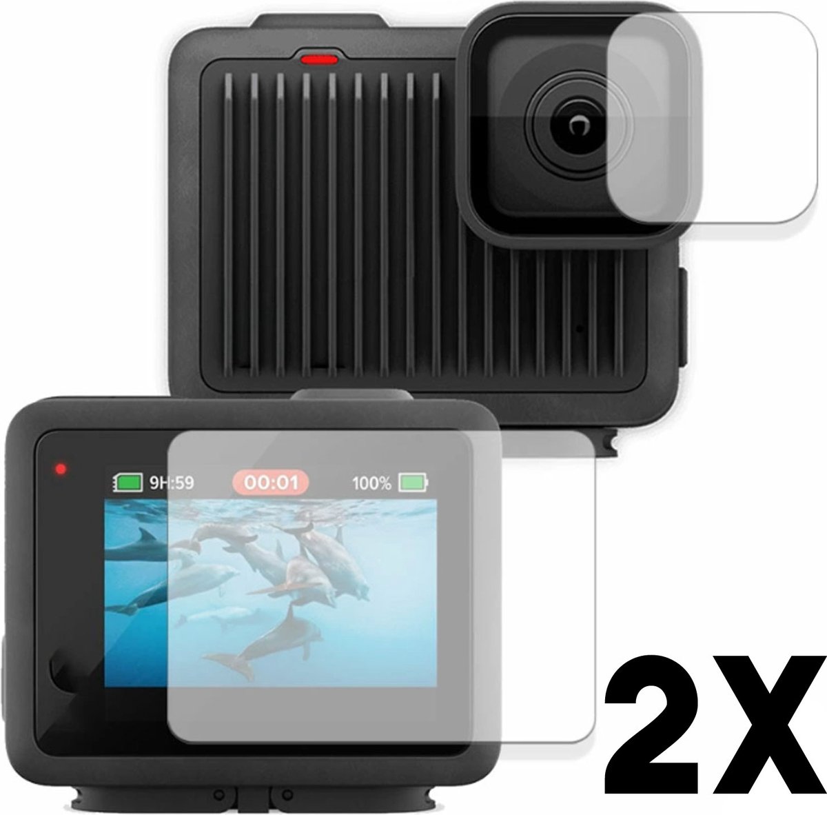 Screenprotectors geschikt voor GoPro HERO - Tempered Glass Screenprotectors – 2x LCD & 2x Lens – 2-Pack – Bescherming geschikt voor GoPro HERO LCD & Lens – 9H Gehard Glas – Complete Set 2 Stuks – TechDefend