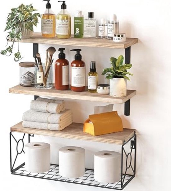 kono acraé Hangende Planken Boho Wanddecoratie Set van 2 Rustieke