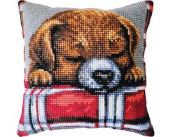 Collection D'Art - Borduurpakket Kussen geliefde puppy - Voorbedrukt canvas- 50.5482