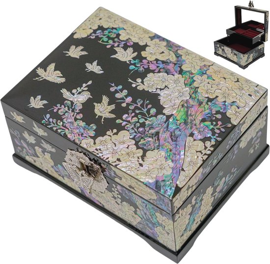 Changsuo Houten sieraden doos voor vrouwen met, laden, kleine sieraden opslag organizer