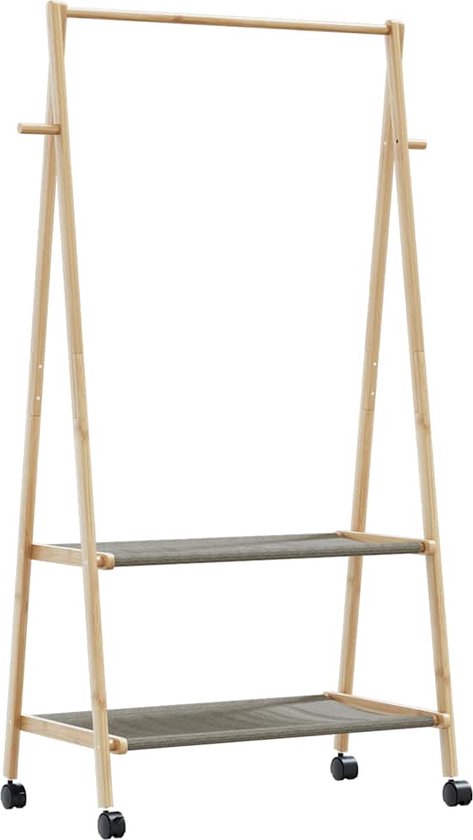 Kledingrek met schappen en wielen 96x45,5x155,5 cm bamboe kopen