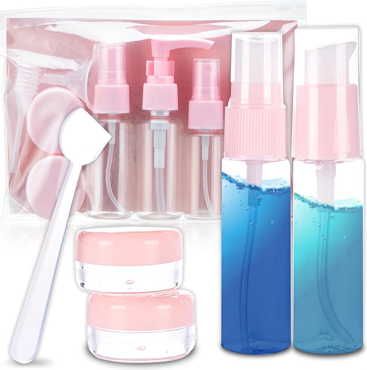 Goedkoopste Travel Bottle Set for Hand Luggage - Empty Airplane Travel Accessories - Plastic Bottles for Filling Liquids - Syringe Pump Bottles with Lid