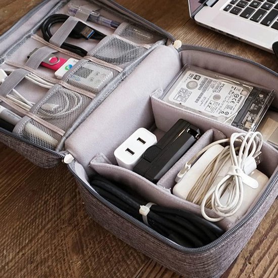 Teskyer Reisorganisatortas, elektronica reisorganisator, waterdicht, kabelorganizer, reisaccessoires, reisaccessoires, reisbenodigdheden voor dames en heren, 9,6 x 6,9 inch, hemelsblauw