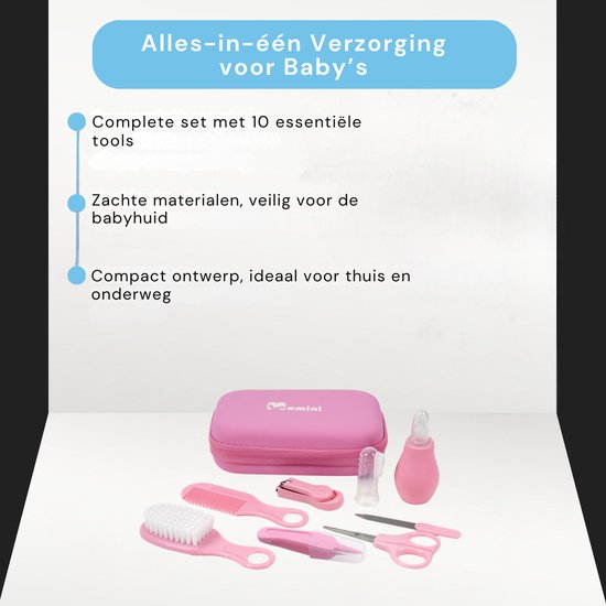 Momini BabyCare Pinky Babyverzorgingsset - 8-delige Multifunctionele Baby Cadeauset - Veilig en Stijlvol - Roze van Merkloos — afbeelding 4