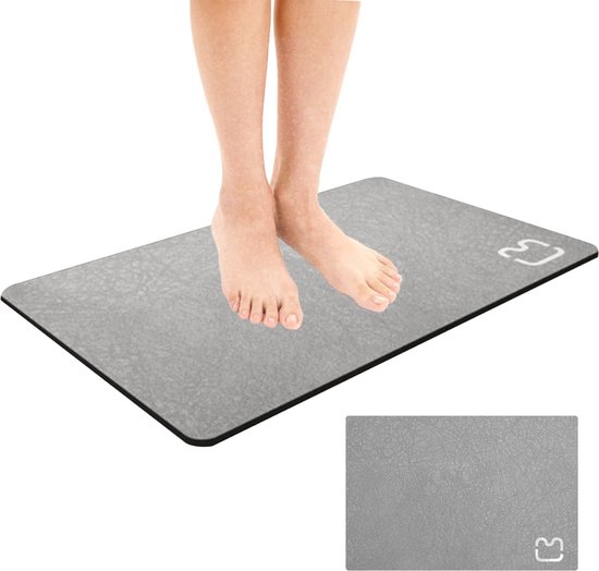 NAYAHOSE Stenen badmat, 100% natuurlijke diatomeeënaarde douchemat, antislip, super absorberende sneldrogende badkamervloermat, douchemat voor badkamervloer, gemakkelijk schoon te maken (donkergrijs