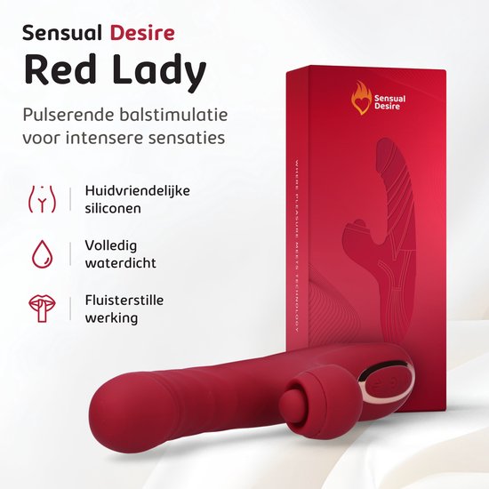 Sensual Desire® Red Lady – 3-in-1 Vibrator – Vibrators voor Vrouwen – 22 standen met Krachtige Stimulatie – Sex Toys voor Vrouwen – G Spot & Clitoris Stimulator – Stil & Waterdicht