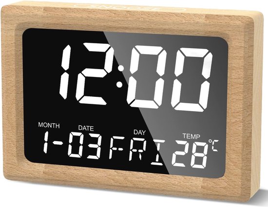 Starlet24 Led-wandklok met timer, wekker, sluimerfunctie, temperatuurweergave, groot led-display, 48 x 25 cm (JH4825), groen