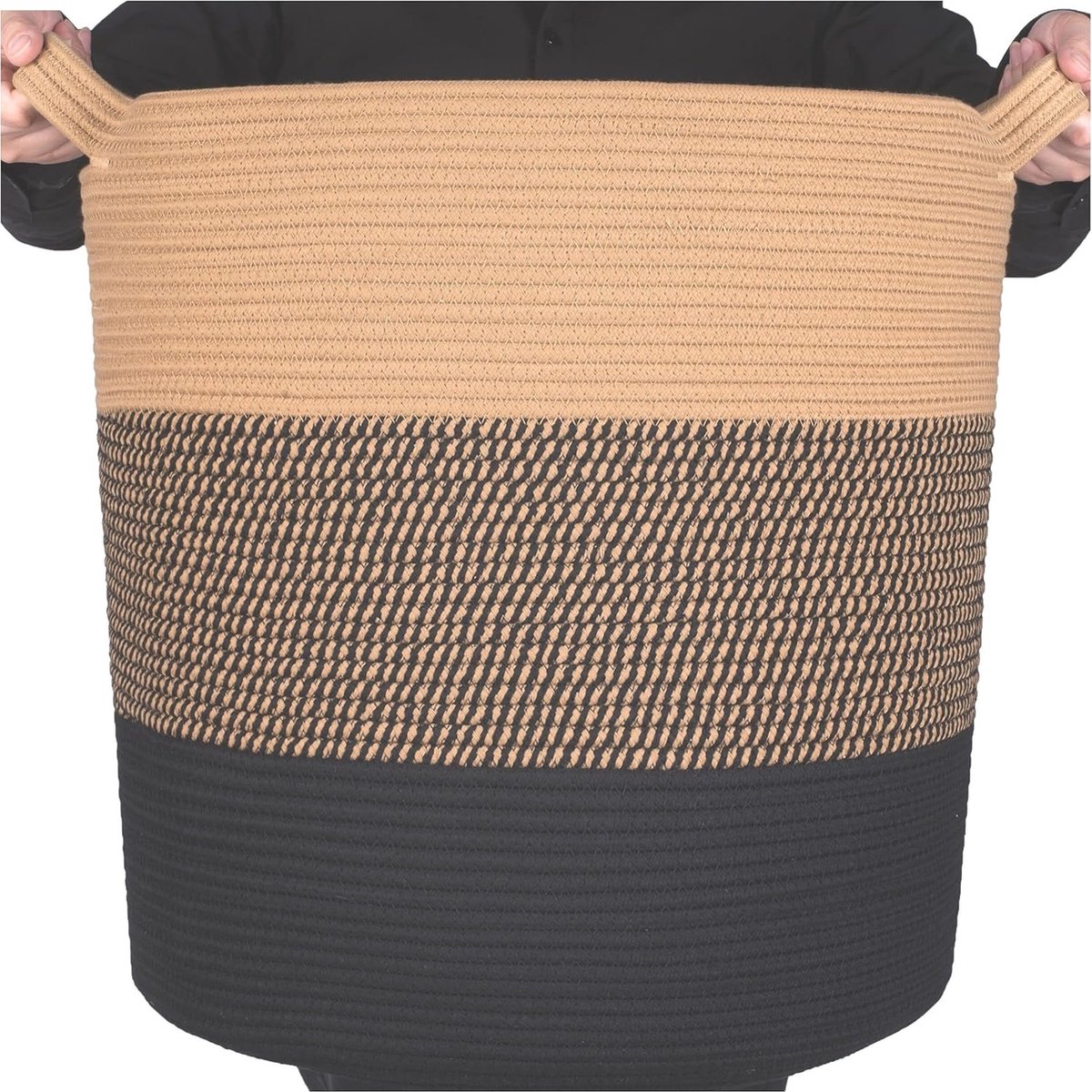 Goedkoopste Extra grote geweven katoenen touwmand voor opberging en decoratie - ideale wasmand en opbergoplossing