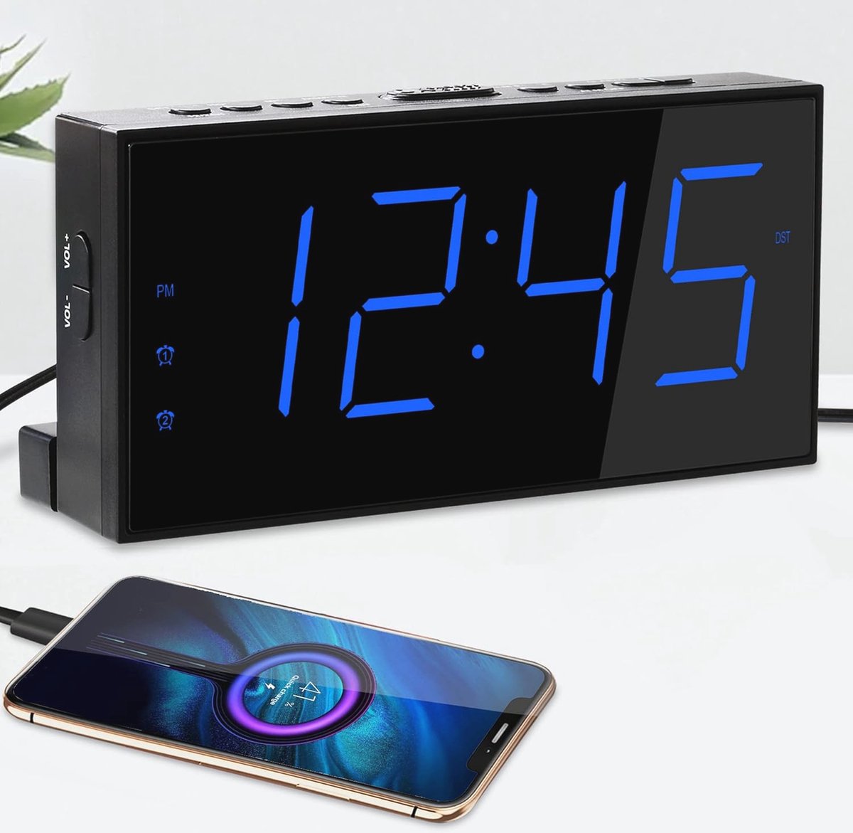 Digitale Wekker met LED-display - 5 Helderheidsniveaus, 4 Volumeniveaus, Sluimerfunctie & USB Oplaadbaar