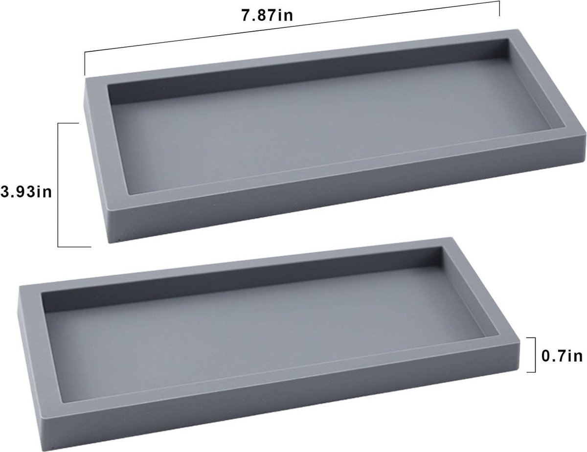 Plateau de vanité de salle de bains en Silicone, Compact et robuste, noir 10x20, plateau de rangement rectangulaire pour bijoux, parfum, poudre pressée, usage quotidien  15