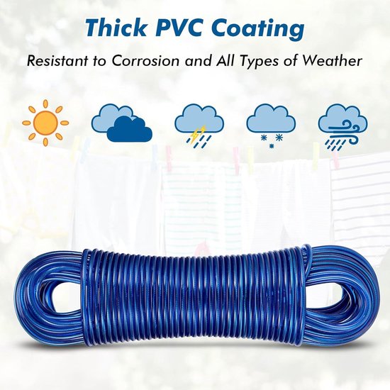 50 m Staal Core Dikke Sterke Tuin Outdoor Wasdoek Lijn Plastic PVC Touw