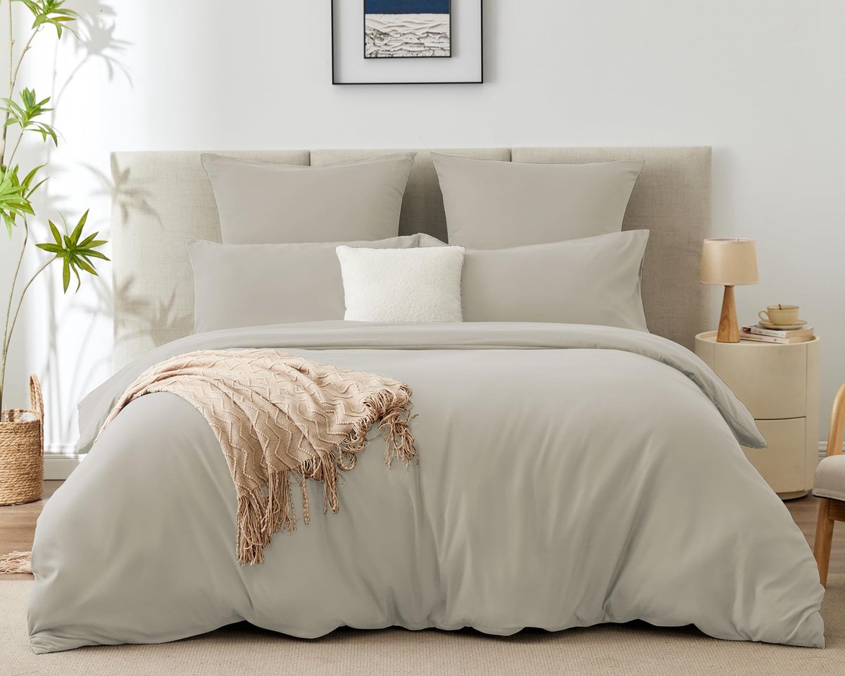 Goodivery ® Beddengoedset van Zachte Microvezel met Stijlvolle Effen Kleuren en Praktische Ritssluiting