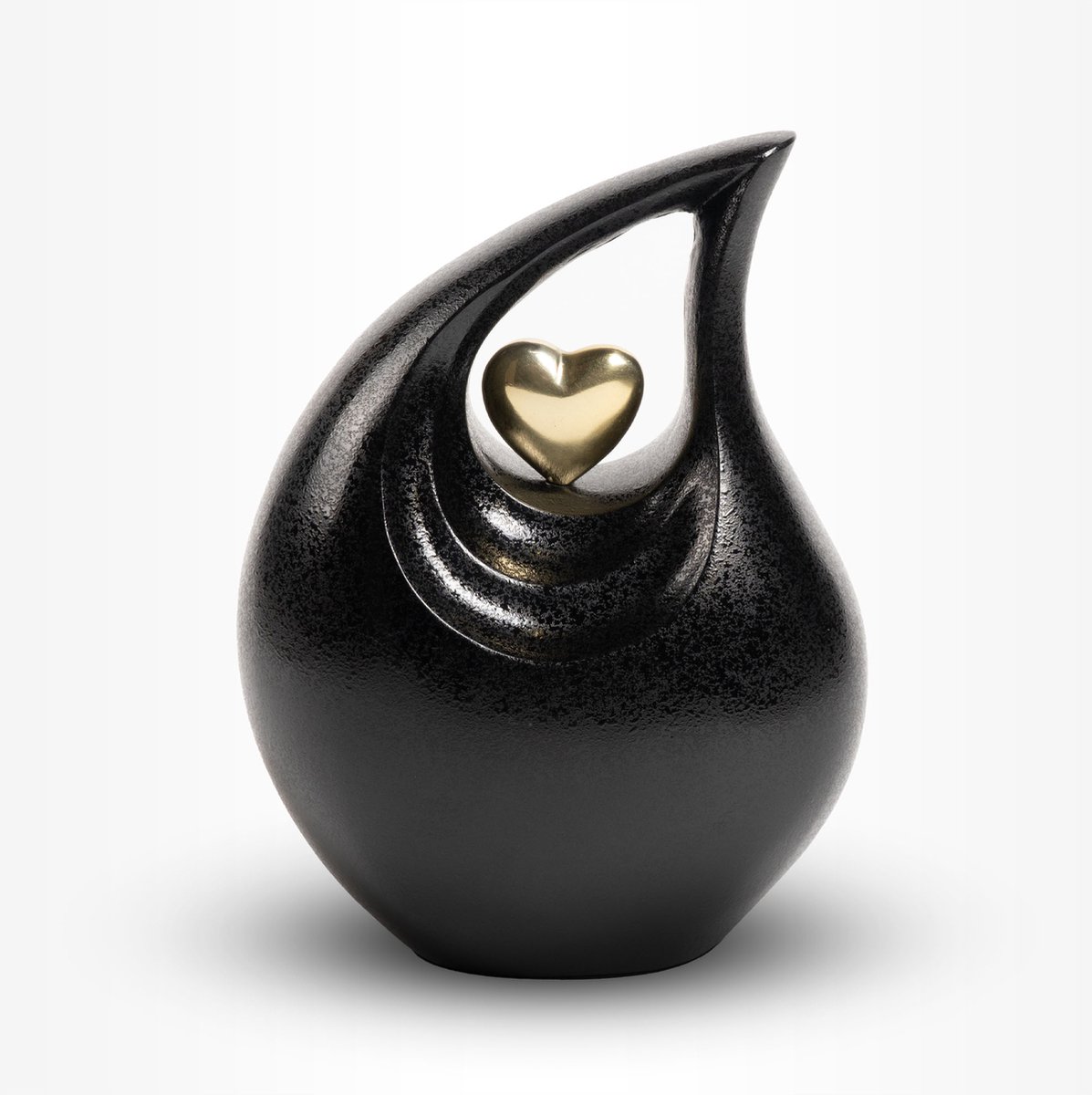 Teardrop Urn Groot 2,4 liter Mat Zwart Goudkleurig - Urn voor Menselijke As - Crematie Urn voor As Volwassenen - Dieren Urn voor As Crematie - Urn Hond - Urn Kat