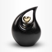 Teardrop Urn Groot 2,4 liter Mat Zwart Goudkleurig - Urn voor Menselijke As - Crematie Urn voor As Volwassenen - Dieren Urn voor As Crematie - Urn Hond - Urn Kat