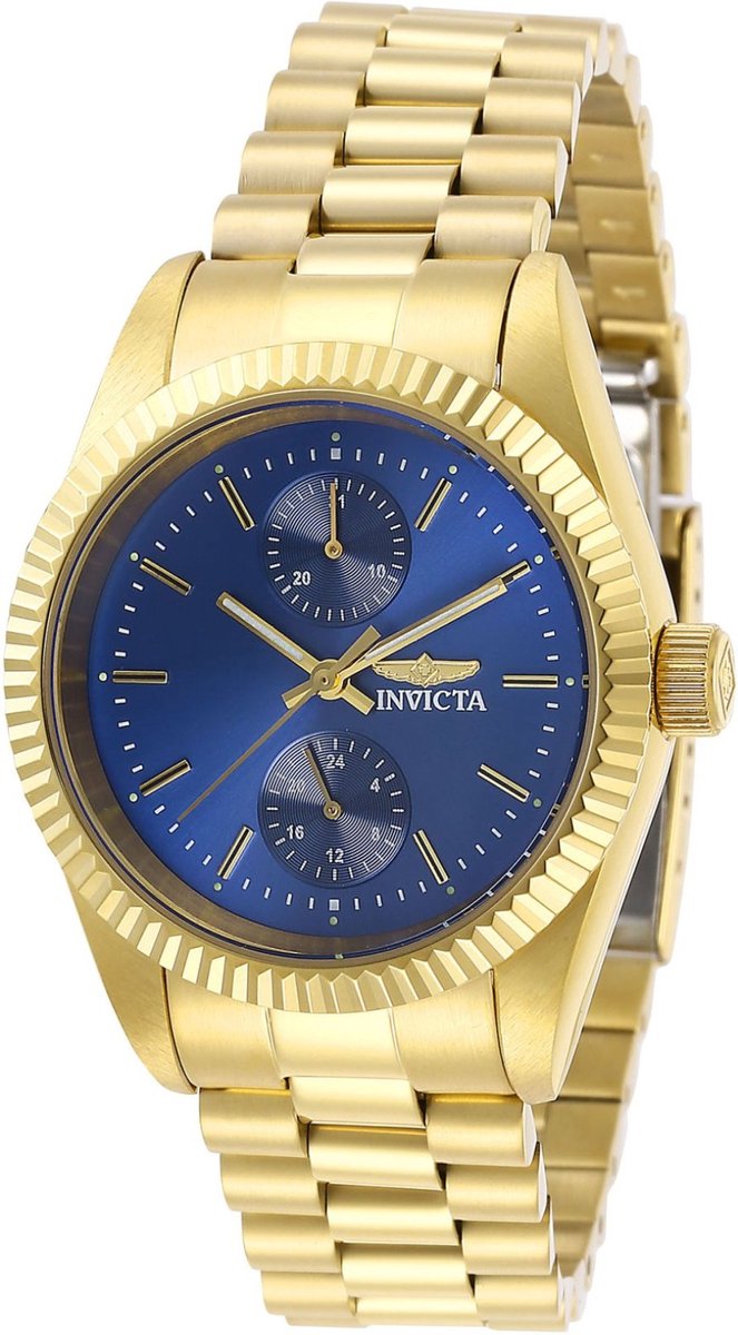 Invicta Specialty 29446 Dames Horloge - Waterdicht - Analoog - Quartz Uurwerk - Roestvrij Staal met blauwe Wijzerplaat - 36mm