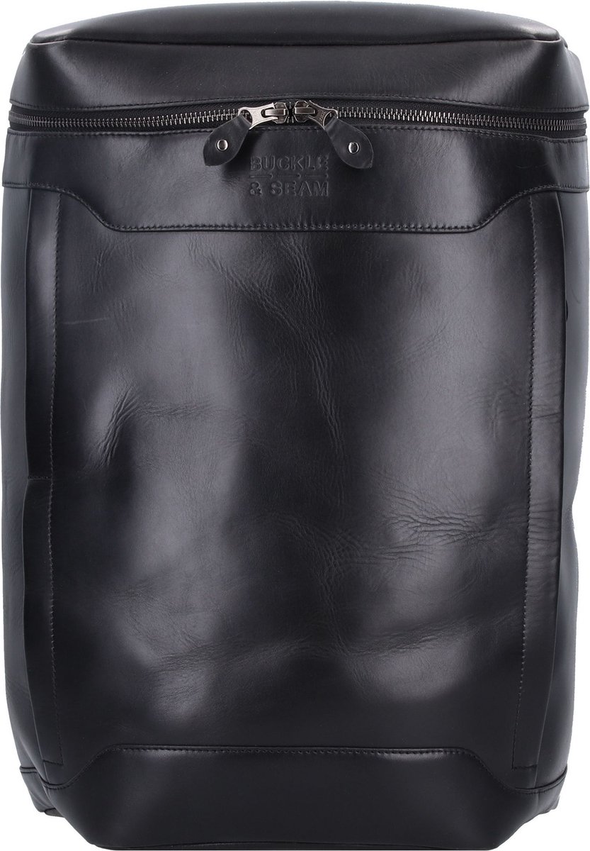 BUCKLE & SEAM Leren Vrije tijd rugzak Rugzak met laptopvak Siwa Dot Leather Backpack Black Zwart