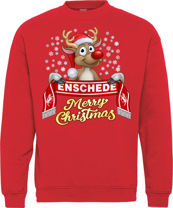 Kersttrui Enschede | Foute Kersttrui Dames Heren | Kerstcadeau | FC Twente supporter | Rood | maat 4XL