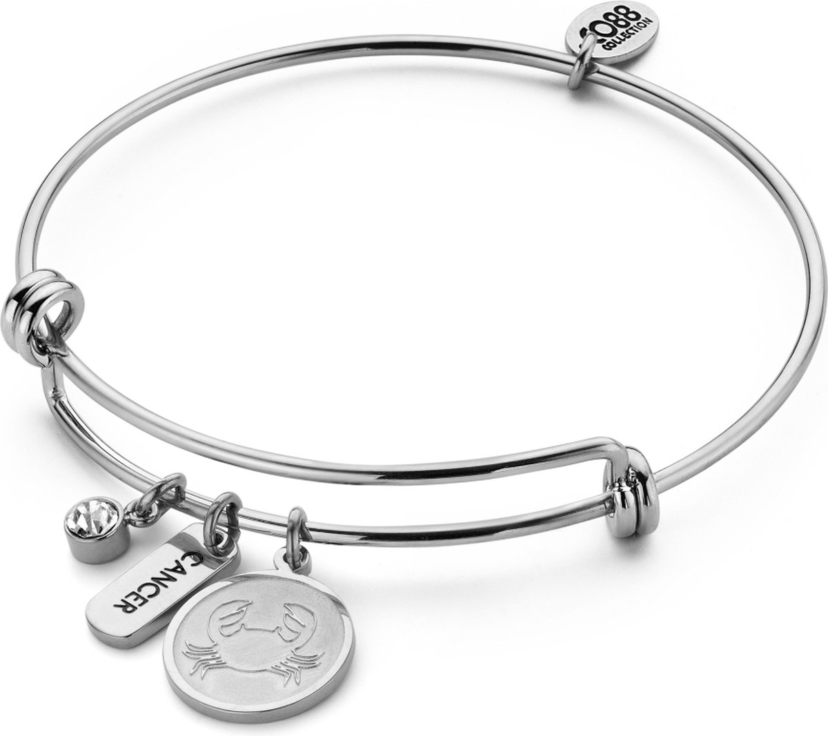 CO88 Collection Zodiac 8CB-90428 Stalen armband - Sterrenbeeld Kreeft - Zilverkleurig