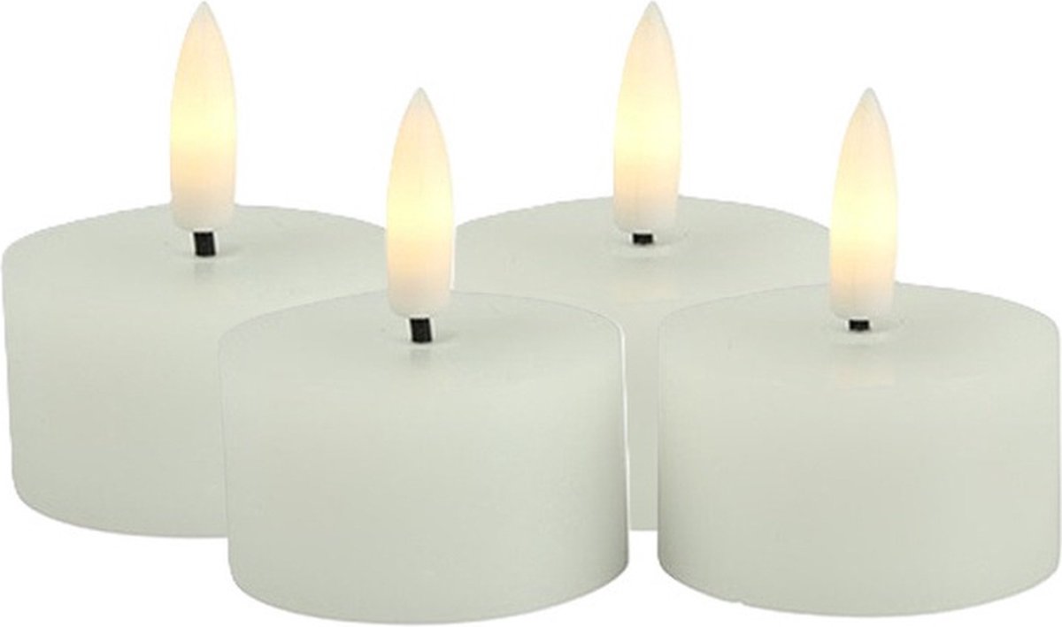 Countryfield LED theelichtjes/waxinelichtjes - 4x st - wit - D4 x H5,2 cm - met timer