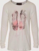 Creamie - meisjes shirt - lange mouwen - ballet schoenen - cream - Maat 140