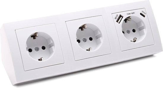 Stopcontact voor keuken en kantoor, hoogwaardig hoekstopcontact van aluminium, ideaal voor werkblad, tafelstopcontact of onderbouwstopcontact met 2-voudig stekkerelement keukenstopcontact, 2 x Schuko Stopcontact voor keuken en kantoor, hoogwaardig hoekstopcontact van aluminium, ideaal voor werkblad, tafelstopcontact of onderbouwstopcontact met 2-voudig stekkerelement keukenstopcontact, 2 x Schuko