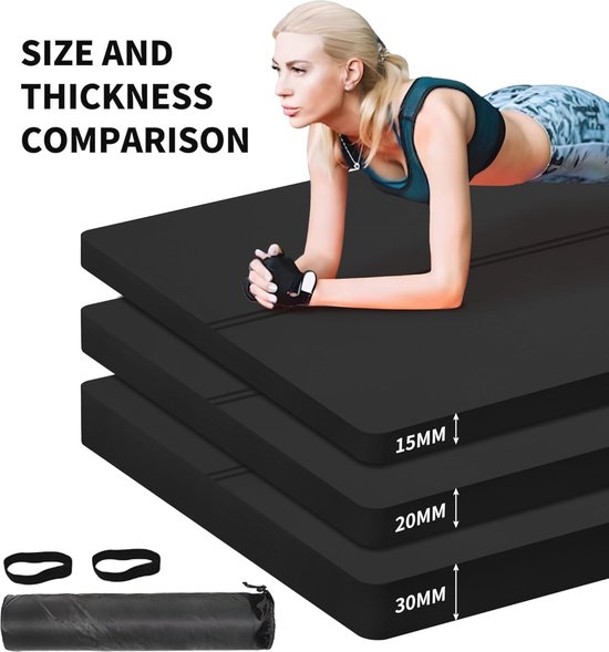 Antislip Grote Yogamat - 15mm Dikke Fitnessmat voor Yoga, Pilates en Grondoefeningen met Draagtas — afbeelding 4