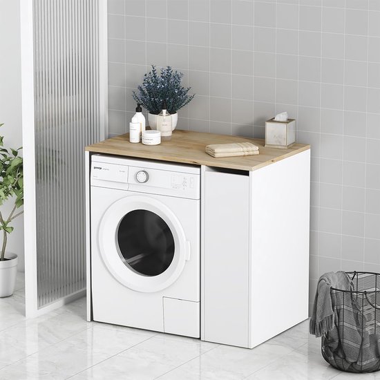 Kast voor wasmachine/toilet Splash - wit/eik - Modern, Design Symbiosis Kast voor wasmachine/toilet Splash - wit/eik - Modern, Design Symbiosis