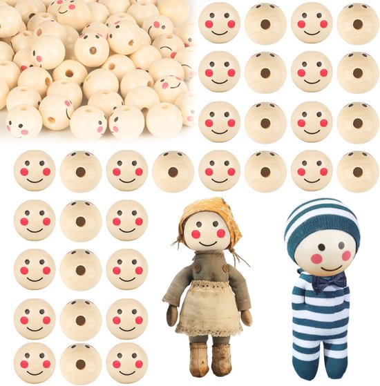 100pcs Smiling Face Houten Kraal Spacer Kralen Losse Kraal voor 100pcs Smiling Face Houten Kraal Spacer Kralen Losse Kraal voor