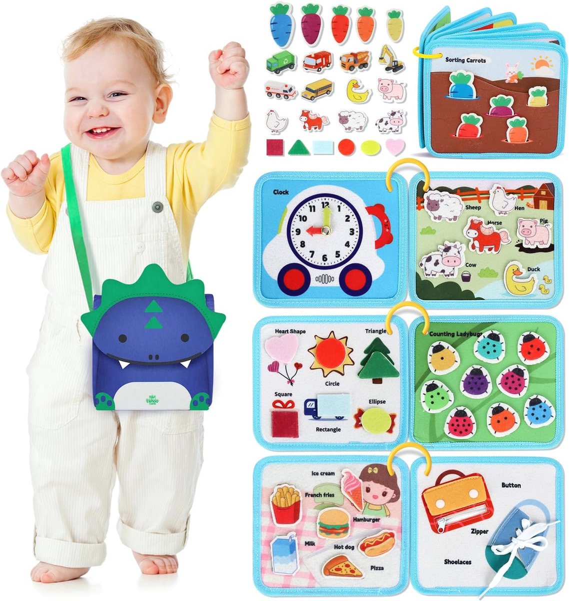 Castle Peuter Busy Board - Sensorisch Montessori Speelgoed voor 1-3 Jaar | Educatieve Activiteiten voor Fijne Motoriek | Reizen Geschenken voor Kinderen