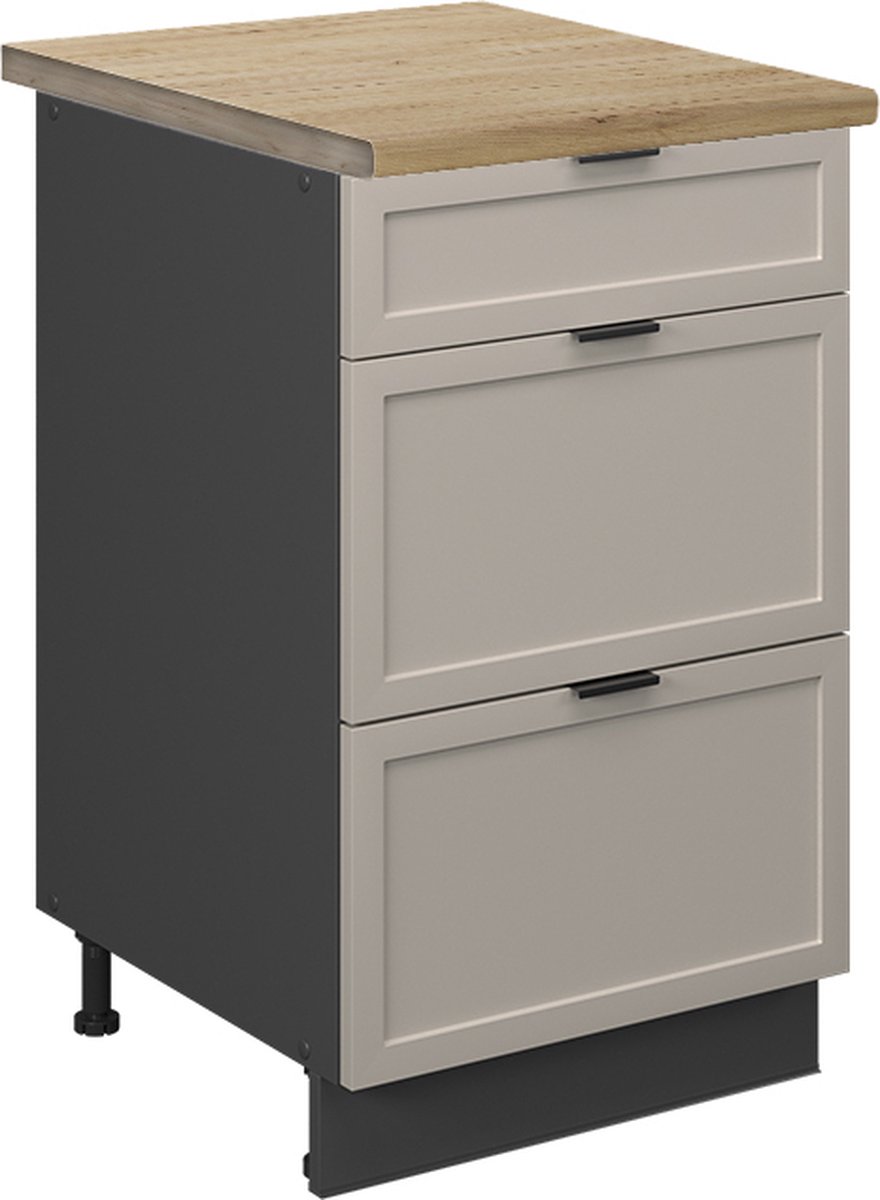 Vicco Keukenonderkast Fame-Line, GrijsBeige/Antraciet, 50 cm, WB Eik