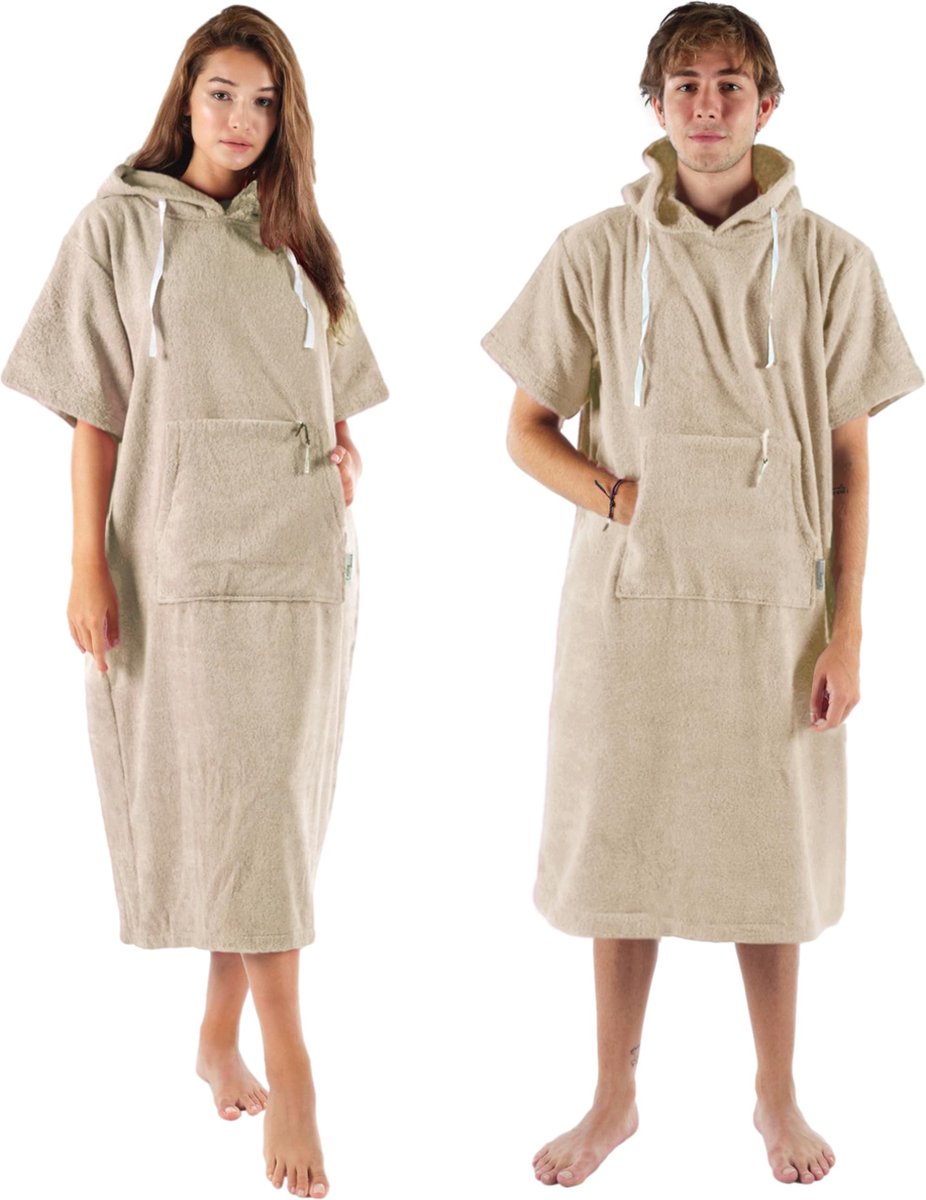 JGS ® Comfortabele en Praktische Strandponcho voor Dames en Heren met Capuchon en Ritsvak l-xl