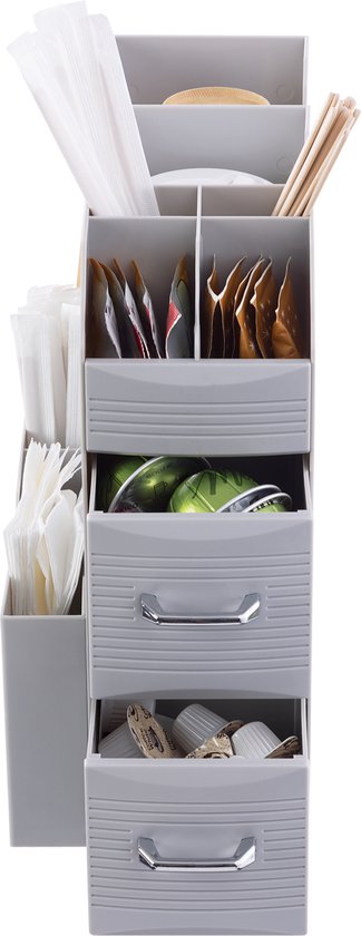 Navaris organizer voor koffieaccessoires - Bakje voor suiker, melk en theezakjes - Inclusief cuphouder - Voor thuis of op kantoor - Zwart Navaris organizer voor koffieaccessoires - Bakje voor suiker, melk en theezakjes - Inclusief cuphouder - Voor thuis of op kantoor - Zwart