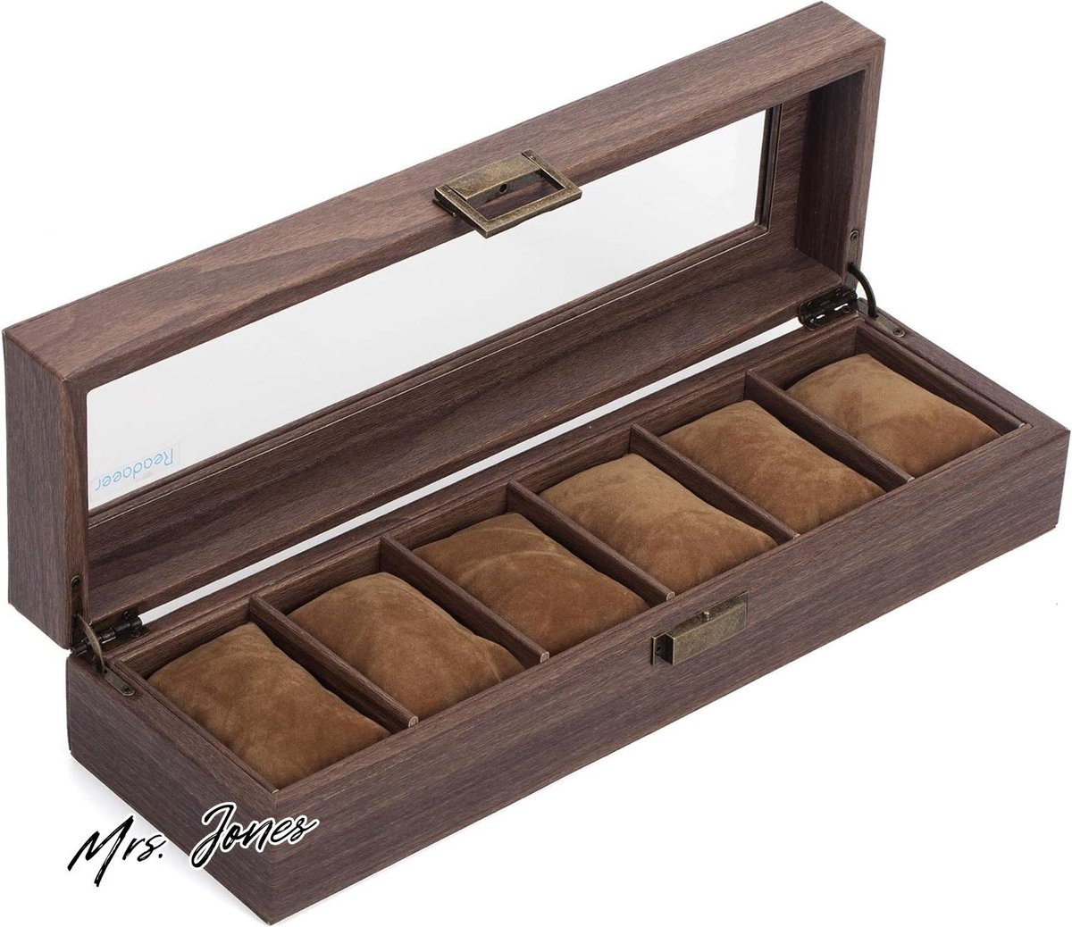 Mrs. Jones Horlogedoos van imitatieleer met houtpatroon - opbergbox - kijkdoos .
