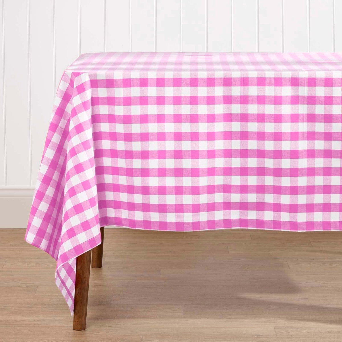 Homescapes Roze geruit tafelkleed van 100% katoen, 138 x 178 cm