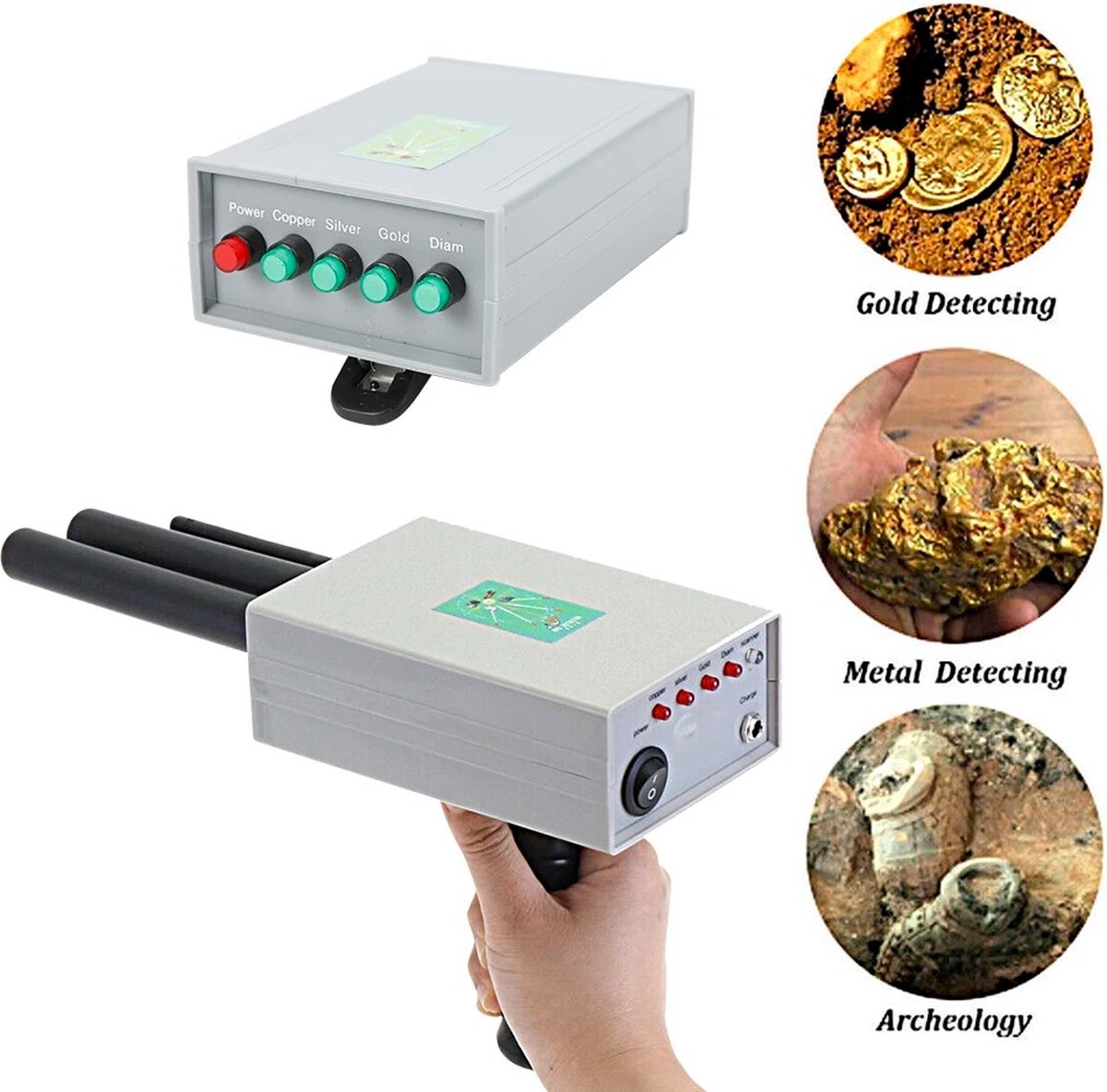 Botec 12V metalen Metaaldetector - metaal detector - metaaldetectors - goud-, zilver-, koper- en diamantdetector - tot 20 meter diep