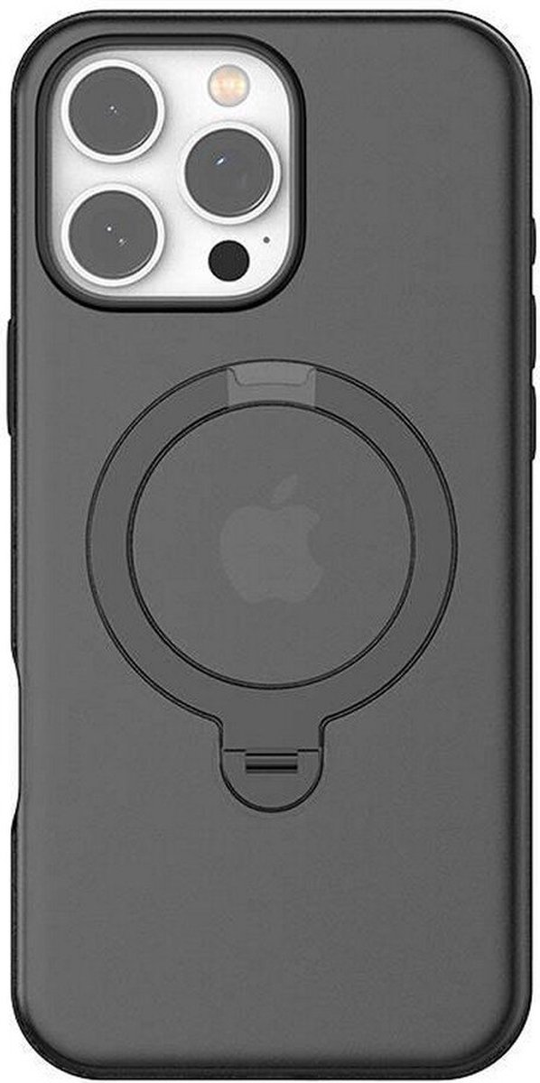TORRAS UPro Ostand Spin Hoesje Geschikt voor Apple iPhone 16 Pro - Compatibel met MagSafe - 360° Draaibare Magnetische Standaard - Back Cover Kickstand Ring - Zwart