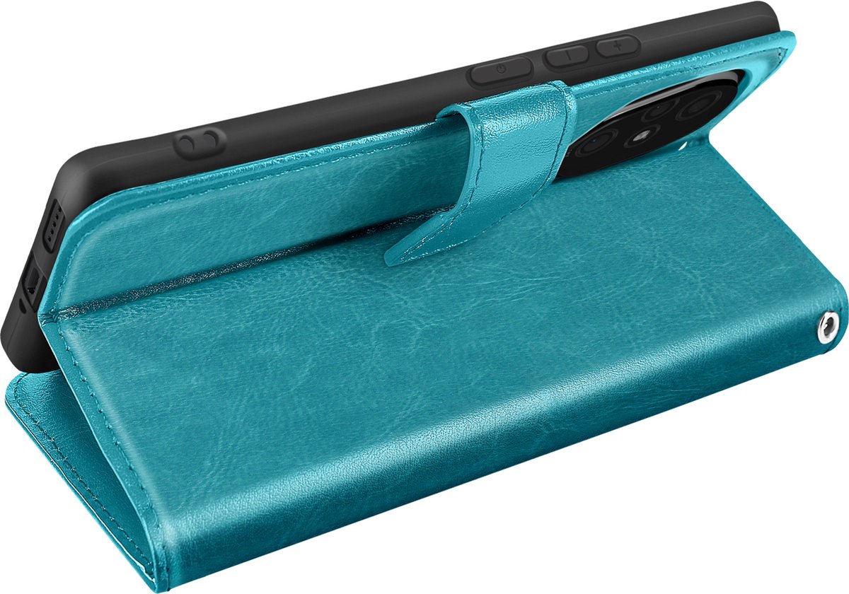 Mayaxess, Beschermhoes voor Honor 200 Pro Portemonnee met Handriem, Turquoise