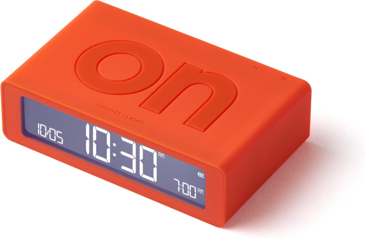 Lexon Flip Mini 8cmx2,3cmx4,9cm LR158 ON OFF Oplaadbare Wekker - Oranje