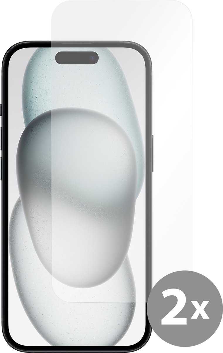 Cazy screenprotector geschikt voor iPhone 15 - Screenprotector Gehard Glas - 2 Stuks
