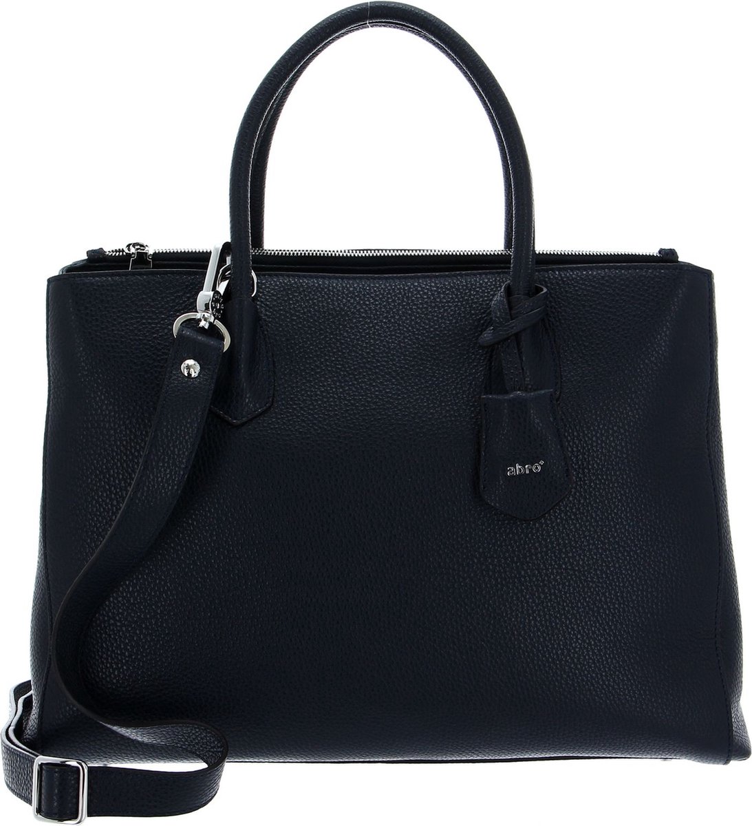 abro Leren Business tas Schoudertas met laptopvak Leather Adria Businessshopper Busy Navy Blauw