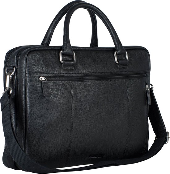 LEONHARD HEYDEN Cartable Sac d'ordinateur portable pour ordinateur portable Berlin Zipped Briefcase 2 Compartments Black Noir