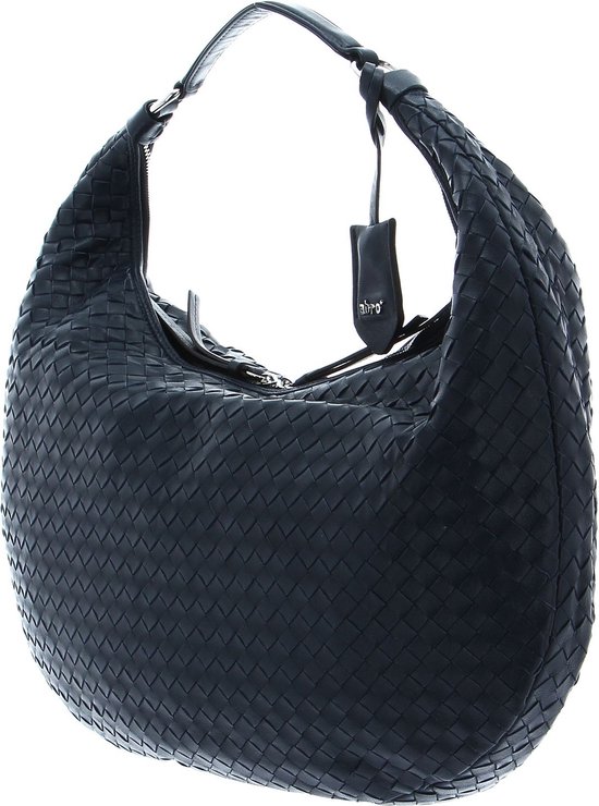 abro Cuir Sac à épaule Leather Piuma Weaving Hobo Bag Nana Navy Bleu