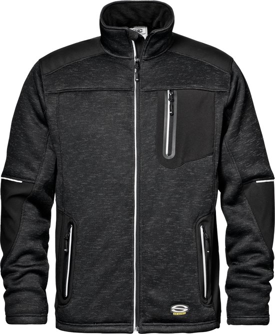 SIR SAFETY FIGHTER SWEAT-SHIRT Homme, Mélange Zwart - Coupe-vent - Fermeture éclair anti-emmêlement - Col en polaire douce