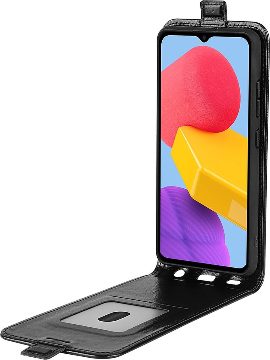 Cazy hoesje geschikt voor Samsung Galaxy M13 - Flip Case met Pasjeshouder - Zwart