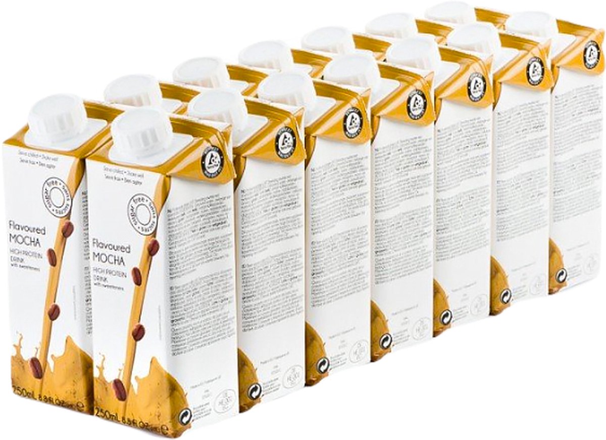 Goedkoopste Protiplan | Tray Drinkpakjes Koffie Mokka | 14 x 250 ml | Voordeelpak | Ready to Go Proteïne drank | Snel afvallen zonder hongergevoel!