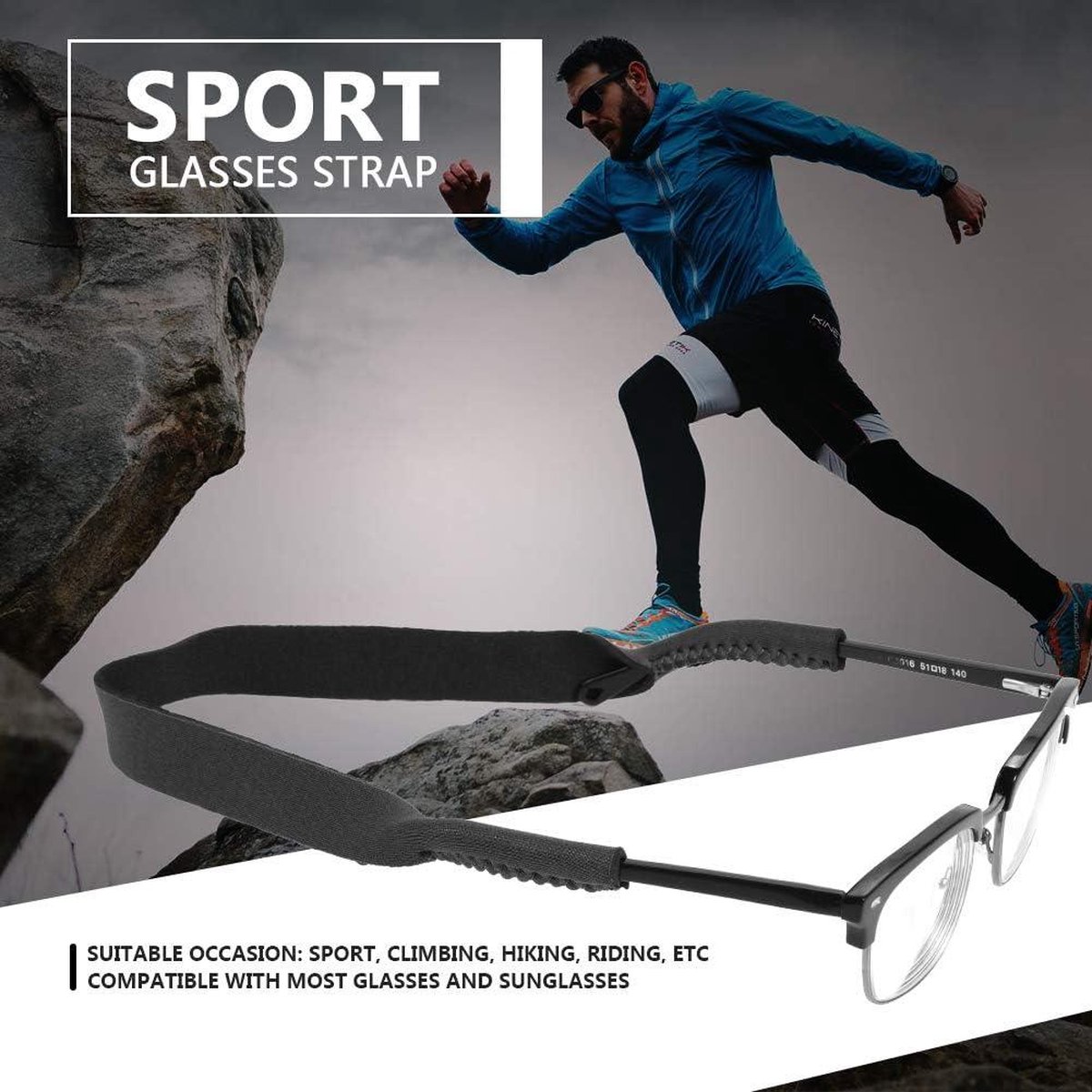 Praktische elastische neopreen brillenriemen voor klimmen en wandelen - set van 5 stuks, ideaal voor paardrijden - 5 kleuren